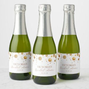 Etiquetas Para Vinos Espumosos Ducha de Novia con Brillo Dorado y Blanco