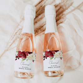Etiquetas Para Vinos Espumosos Ducha de novia floral borgoñona Sparkling Wine lab