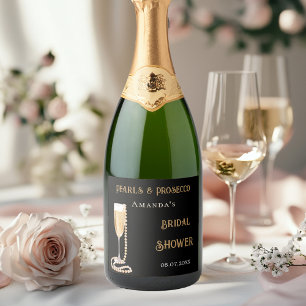 Etiquetas Para Vinos Espumosos Ducha de novia perlas negras prosecco