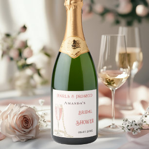 Etiquetas Para Vinos Espumosos Ducha de novia perlas rosadas prosecco