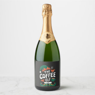 Etiquetas Para Vinos Espumosos Duende del café Navidad Divertido Cafeína Amantes 