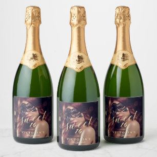 Etiquetas Para Vinos Espumosos Dulce de la foto de la mascarada 16 cumpleaños