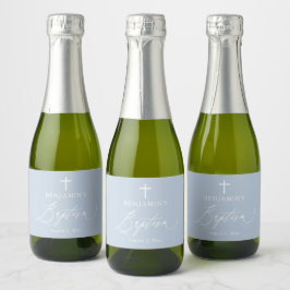 Etiquetas Para Vinos Espumosos Duste Blue Boy Baptism Mini Frasco de vino esparci