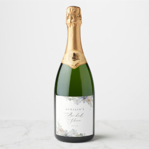 Etiquetas Para Vinos Espumosos Duste Blue Garden Floral Bridal Shower