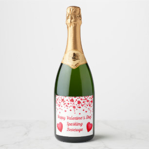 Etiquetas Para Vinos Espumosos El día de San Valentín de corazones de confetti ro