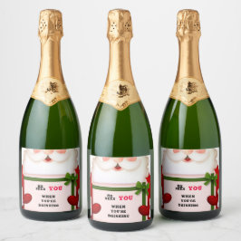 Etiquetas Para Vinos Espumosos El gracioso Papá Noel te ve cuando estás bebiendo