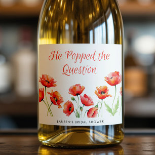 Etiquetas Para Vinos Espumosos Él hizo la pregunta Flor de Amapola Despedida de s