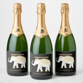 Etiquetas Para Vinos Espumosos Elefante tailandés afortunado personalizado