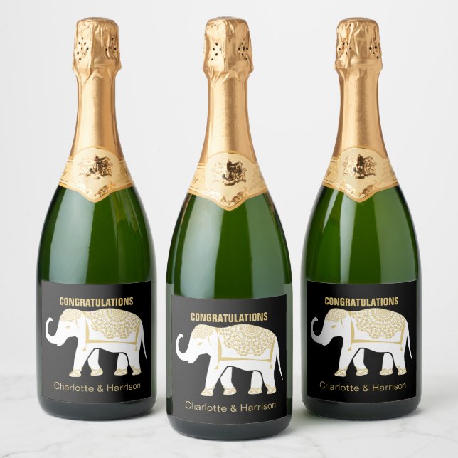 Etiquetas Para Vinos Espumosos Elefante tailandés afortunado personalizado (Botellas)