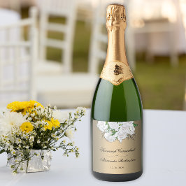 Etiquetas Para Vinos Espumosos Elegancia floral blanca y Boda de oro