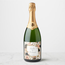 Etiquetas Para Vinos Espumosos Elegant Floral Personalized Wedding Bottle Labels