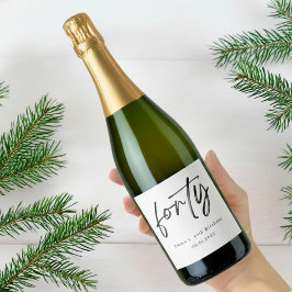 Etiquetas Para Vinos Espumosos Elegant Forty Birthday Champagne Label