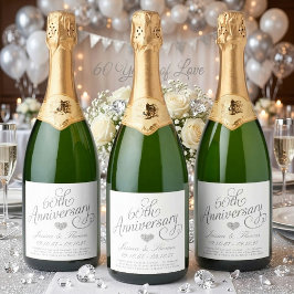 Etiquetas Para Vinos Espumosos Elegant Script 60th Diamond Wedding Anniversary