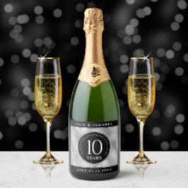 Etiquetas Para Vinos Espumosos Elegante 10° Aniversario del Boda Tin