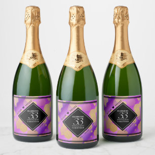 Etiquetas Para Vinos Espumosos Elegante 33° Aniversario del Boda Ametista