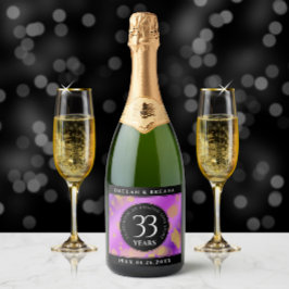 Etiquetas Para Vinos Espumosos Elegante 33° Aniversario del Boda Ametista