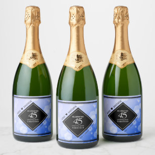 Etiquetas Para Vinos Espumosos Elegante 45° Aniversario del Boda de Sapphire