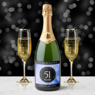 Etiquetas Para Vinos Espumosos Elegante 51° Aniversario del Boda Sapphire