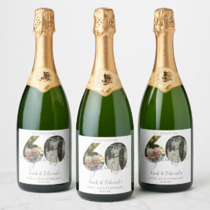 Etiquetas Para Vinos Espumosos Elegante 60° Aniversario Boda 2 Foto