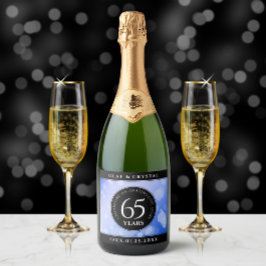 Etiquetas Para Vinos Espumosos Elegante 65º Aniversario del Boda de Zafiro Azul