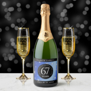 Etiquetas Para Vinos Espumosos Elegante 67º Aniversario del Boda de Star Sapphire
