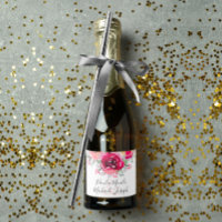 Elegante acuarela floral rosa Mini vino espumoso