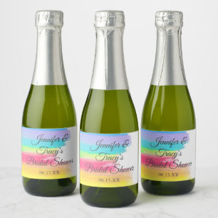 Etiquetas Para Vinos Espumosos Elegante Arcoíris Personalizado Mini Bridal Shower