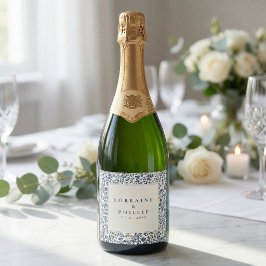 Etiquetas Para Vinos Espumosos Elegante boda clásica floral azul