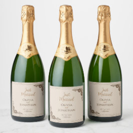 Etiquetas Para Vinos Espumosos Elegante Boda de decoración beige elegante