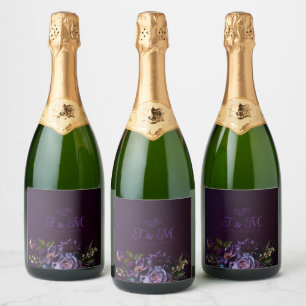 Etiquetas Para Vinos Espumosos Elegante Boda gótico oscuro de flores