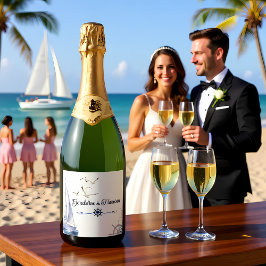 Etiquetas Para Vinos Espumosos Elegante Boda Náutico