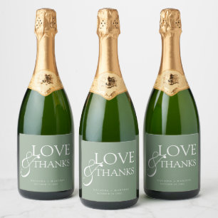 Etiquetas Para Vinos Espumosos Elegante Bolsa de Bodas Verde Salvia Agradecimient