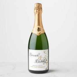 Etiquetas Para Vinos Espumosos Elegante Brunch Bubbly Bridal Shower Gold Confetti