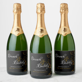 Etiquetas Para Vinos Espumosos Elegante Brunch Bubbly Bridal Shower Gold Confetti