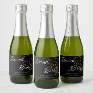 Etiquetas Para Vinos Espumosos Elegante Brunch Bubbly Bridal Shower Gold Confetti