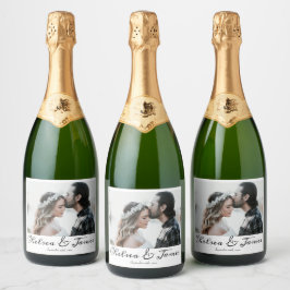 Etiquetas Para Vinos Espumosos Elegante caligrafía foto Boda de vino esparcido L