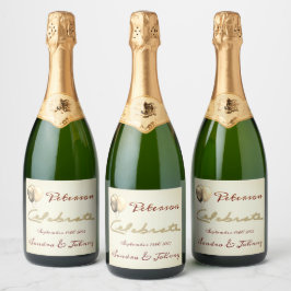 Etiquetas Para Vinos Espumosos Elegante celebración dorada
