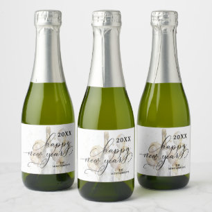 Etiquetas Para Vinos Espumosos Elegante champán y globos Feliz Año Nuevo Mini