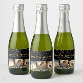 Etiquetas Para Vinos Espumosos Elegante Collage de Fotos con Confeti 50 Aniversar
