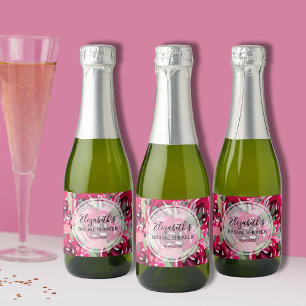 Etiquetas Para Vinos Espumosos Elegante color de agua rosa floral Mini
