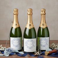 Elegante Cresta de Pájaro Chinoiserie Azul para Bo