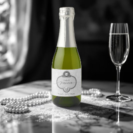Etiquetas Para Vinos Espumosos Elegante Ducha de Novia con Perlas y Prosecco