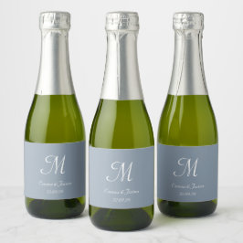 Etiquetas Para Vinos Espumosos Elegante Dusty Blue Monograma Favor Mini