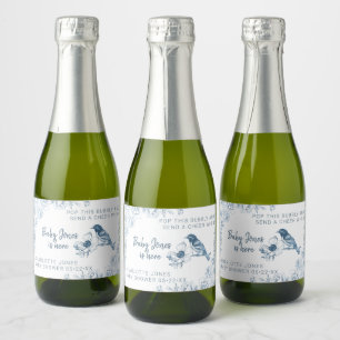 Etiquetas Para Vinos Espumosos Elegante Favor de Baby Shower Dusty Blue