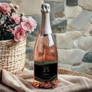 Etiquetas Para Vinos Espumosos Elegante Fiesta de Cumpleaños 25 de Agata Negra Do