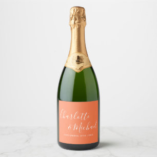 Etiquetas Para Vinos Espumosos Elegante firma de boda coral en letra script