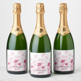 Etiquetas Para Vinos Espumosos Elegante florecimiento de cerezo acuarela pintado 