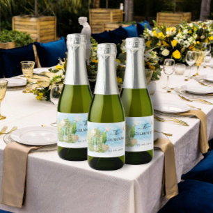 Etiquetas Para Vinos Espumosos Elegante flores gazebo palomas Boda Lujo