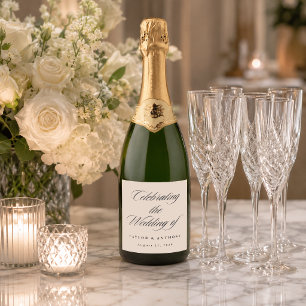 Etiquetas Para Vinos Espumosos Elegante guión de caligrafía de marfil personaliza
