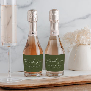 Etiquetas Para Vinos Espumosos Elegante guión moderno Olive Green Gracias